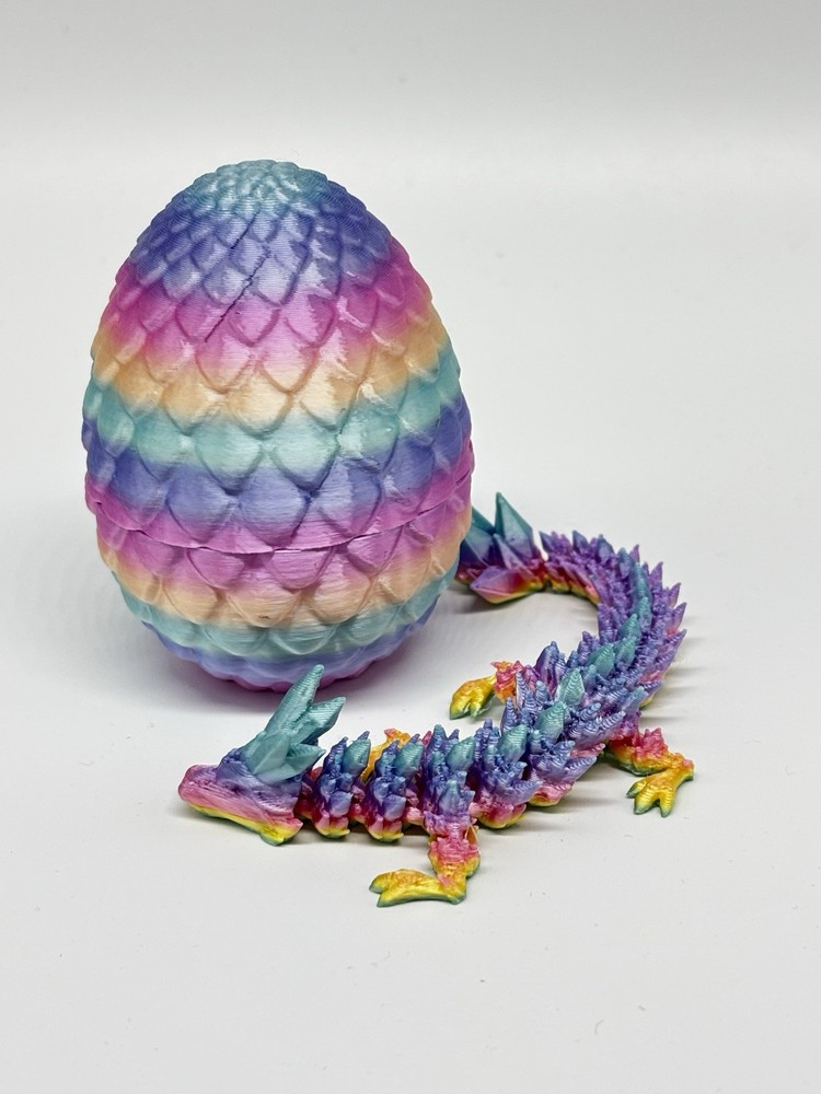 3D Printed Rainbow Dragon With Egg