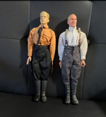 Military Action Figure Beige Black with Clothes Belt Boots Plastic Fabric