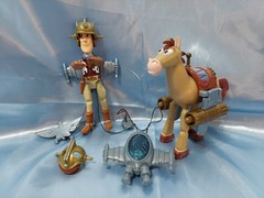 DISNEY PIXAR TOY STORY 2 ROCKET FORCE SOARIN SHERIFF WOODY & BLASTOFF BULLSEYE