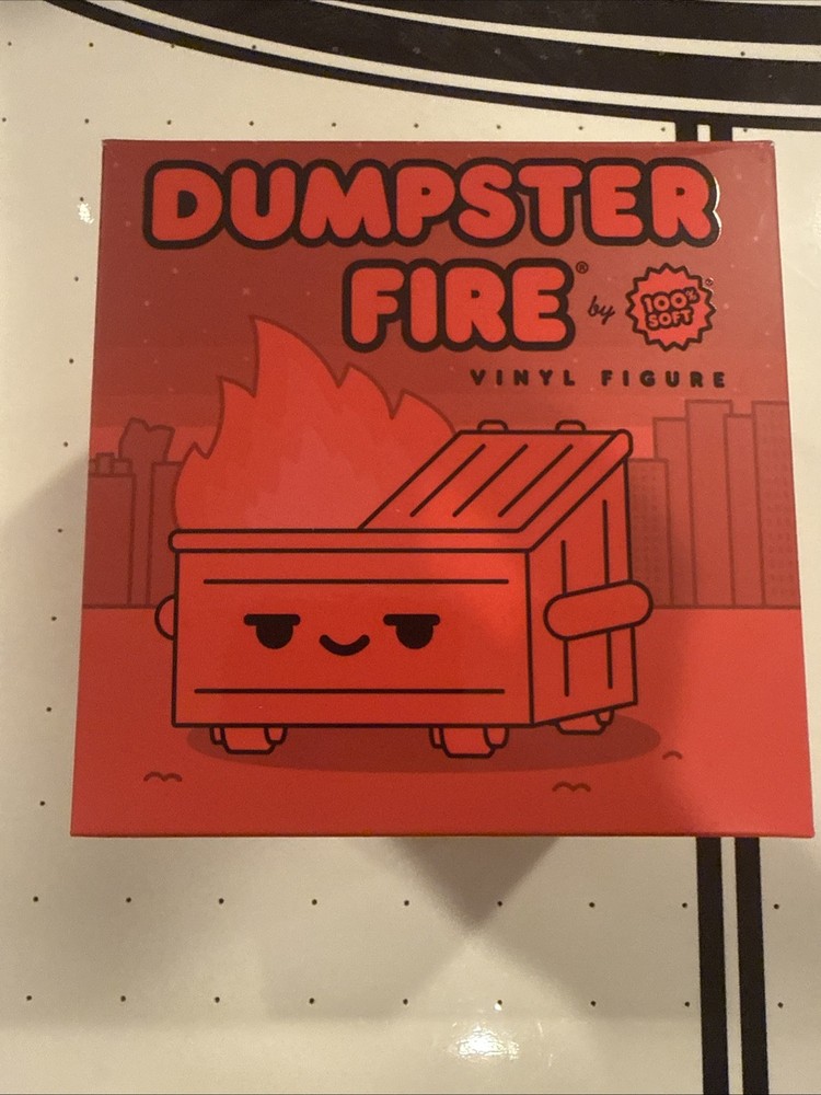 100% Soft Dumpster Fire ‘Red Hot’ Vinyl Figure NEW! Signed by Truck