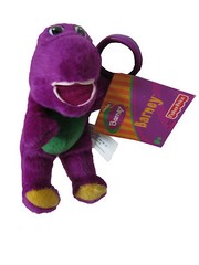 ** R@RE ** Barney 5.5″ Plush Key-Chain Clip-On BRAND NEW