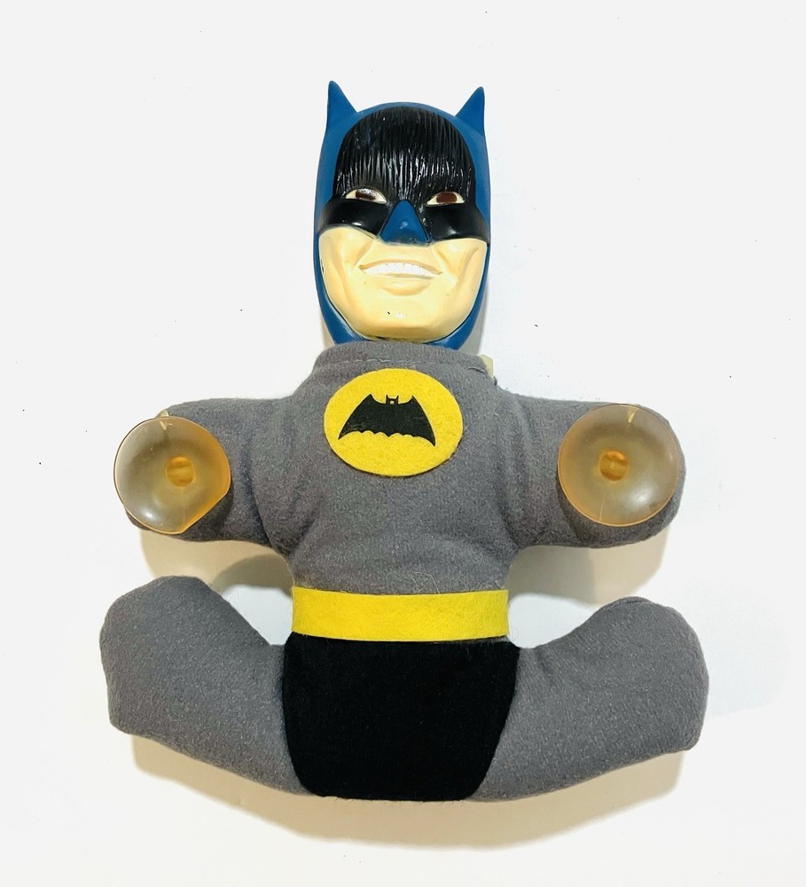 Vintage Plush Batman With Hard Plastic Face Window Cling Suction Cups 7″ Doll