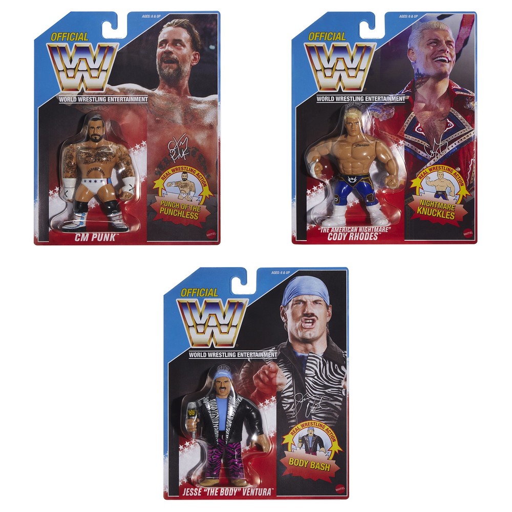 WWE 2026 Retros (Wave 1) – Set of 3 (Jesse Ventura, CM Punk & Cody Rhodes)
