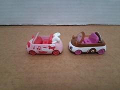 Lot Of 2 Shopkins Cutie Cars Pink Cat & Brown And White Dog. Read