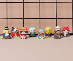 8 Pcs/Set One Piece Neko Cats Luffy Sabo Ace Law Chopper Cute PVC Figure Toy