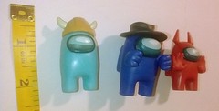Among Us Figure Lot of 3 Innersloth LLC Cyan Viking Blue Fedorahat Red Devil