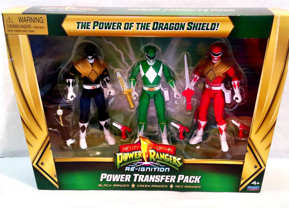 NEW! Mighty Morphin Power Rangers POWER TRANSFER PACK 3 Figures Black Red Green