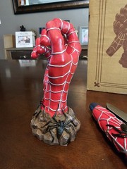 Rare Spider’s Fury Spiderman 7” Fixed blade knife Hand Bust Stand Hand Painted