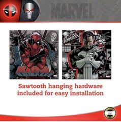 New Marvel Deadpool & Punisher Comics TV Movie Canvas 2 Art Pack Set 12x12x1
