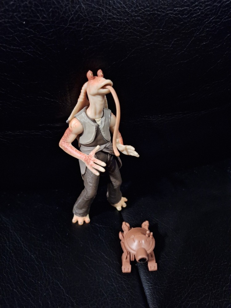 2000 Star Wars POTJ Jar Jar Binks & Pit Droid Figure Power of Jedi Force File