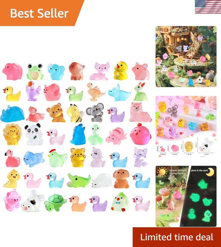 60PCS Miniature Resin Animals – Luminous Party Favors & Garden Accents