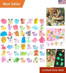 60PCS Miniature Resin Animals – Luminous Party Favors & Garden Accents