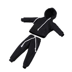 USA 1/12 Black Hoodie Pants Trousers Clothes For 6″ Male TBL Action Figure Body