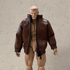 SU-ZPJK-TN: 1/12 Dark Brown Zipper Faux Leather Jacket for 6″ muscular body