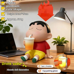 Crayon Shin Chan Night Light Tap Control Holding Soda Cup Vinyl Figure with Shir