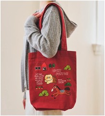 Kakao Friends Lucky Pony Day Eco Bag Ivory & Burgundy Choonsik
