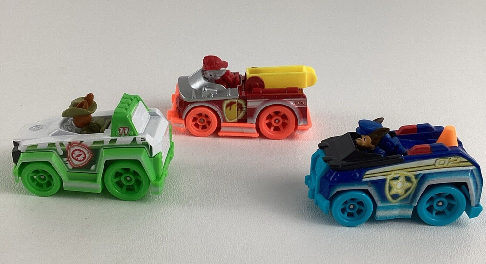 Paw Patrol True Metal Neon Rescue Vehicle Diecast Tracker Marshall Chase Lot