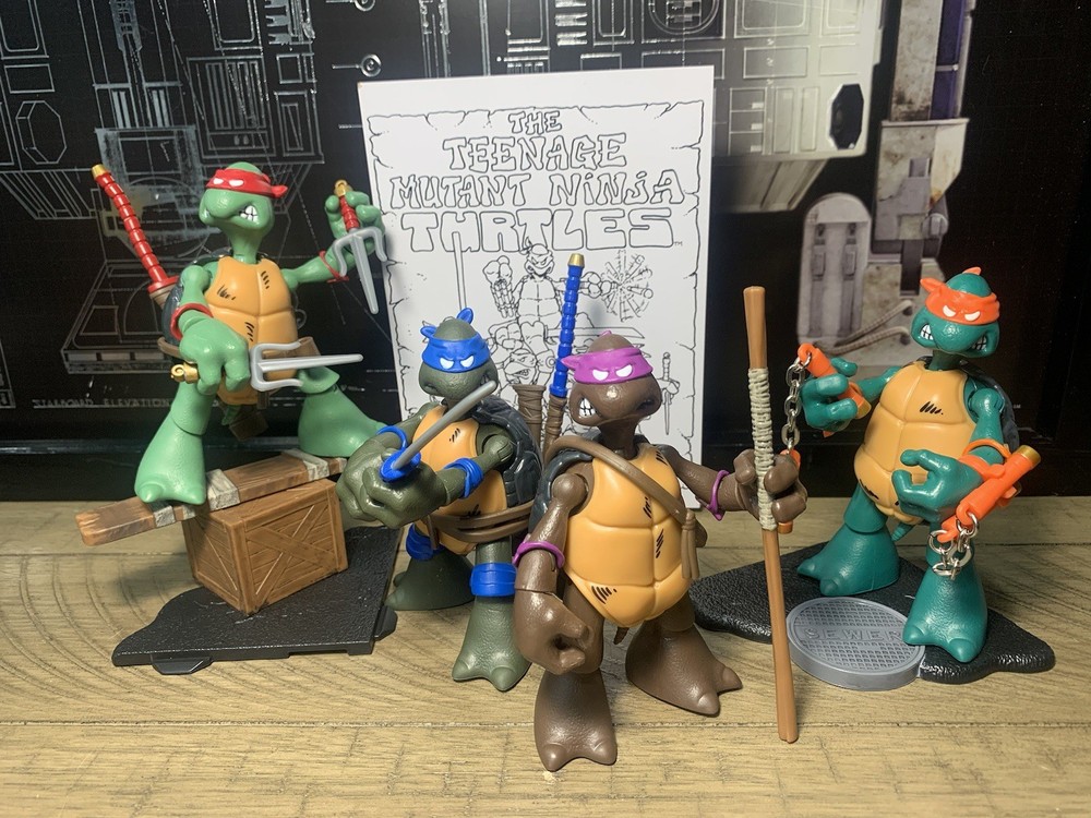 Playmates LEO + DON + RAPH + MIKE Sketch Set TEENAGE MUTANT NINJA TURTLES 5in.