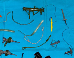 vintage RAMBO WEAPONS PARTS LOT #40 guns sword ammo belt holsters FREE SHIP