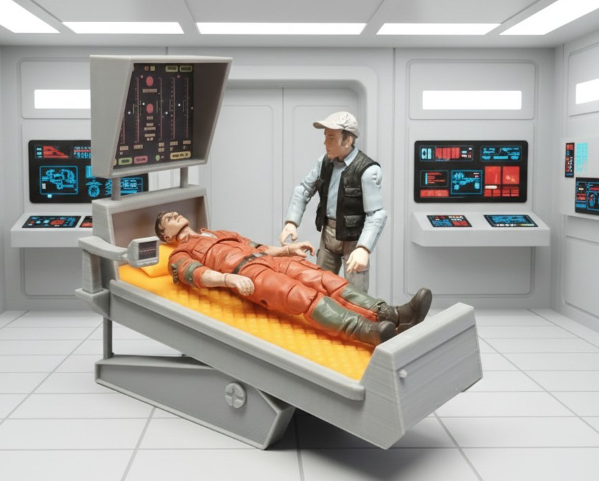 Star TRek TOS SICKBAY MEDICAL BED 1:18 3.75″ Figure Diorama PROP