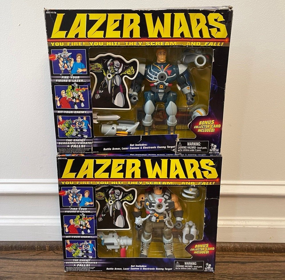 1998 Toy Island Lazer Wars Howard Brett & Colonel Chance Action Figures RARE NEW