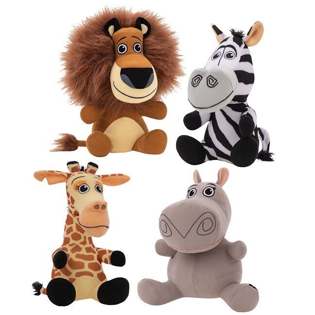 Set of 4 Madagascar Plush Toys 7 inch each . Official. New with tags