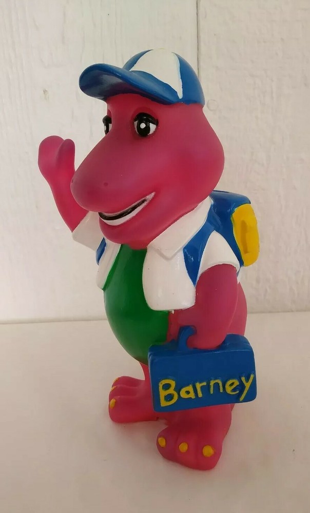 Barney The Purple Dinosaur Coin Piggy Bank Lyons Vinyl Back to School Vtg 1992