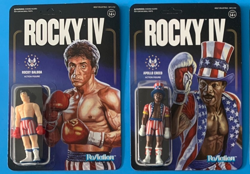 SUPER 7 REACTION ROCKY IV WAVE 1 APOLLO CREED & ROCKY BALBOA CASE FRESH