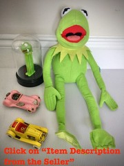 Muppets Kermit The Frog Character Plush Toy 1970s Metal Cars Pez Dispenser Read