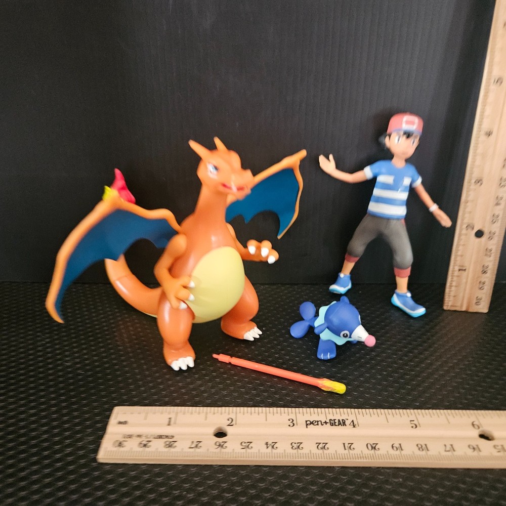 POKEMON BATTLE Deluxe 4.5″ Action FIGURE LOT CHARIZARD ASH KETCHUM POPPLIO NICE