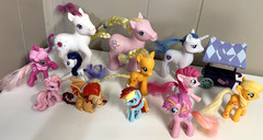 My Little Pony Figures Mix Lot of 14 Brushable Hair Various Sizes With Cart Gift