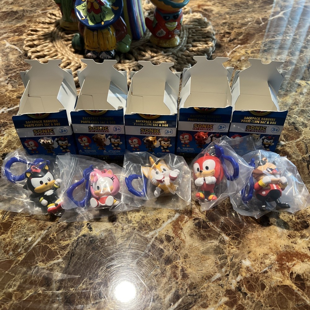 Sonic The Hedgehog & Friends Figure Backpack Hangers Keychain Clip Set of 5 2026