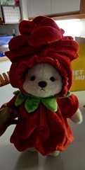 Handmade Fully Jointed 12inch Red Rose Brown Teddy Bear For Valentines Day