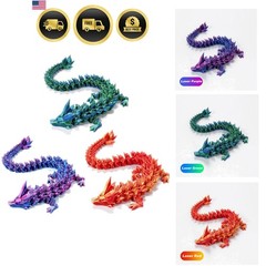 3D Printed Crystal Dragon 12In 3Pcs Flexible Articulated Fidget Toy Decor