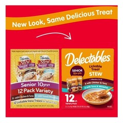 (4 pack) Delectables Stew Senior 10+ Variety Pack Lickable Cat Treats, 12-Pack