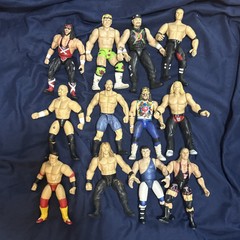 JAKKS WWF BCA Lot Bone Crunching Action Edge Owen Hart Jerry Lawler Dude Love