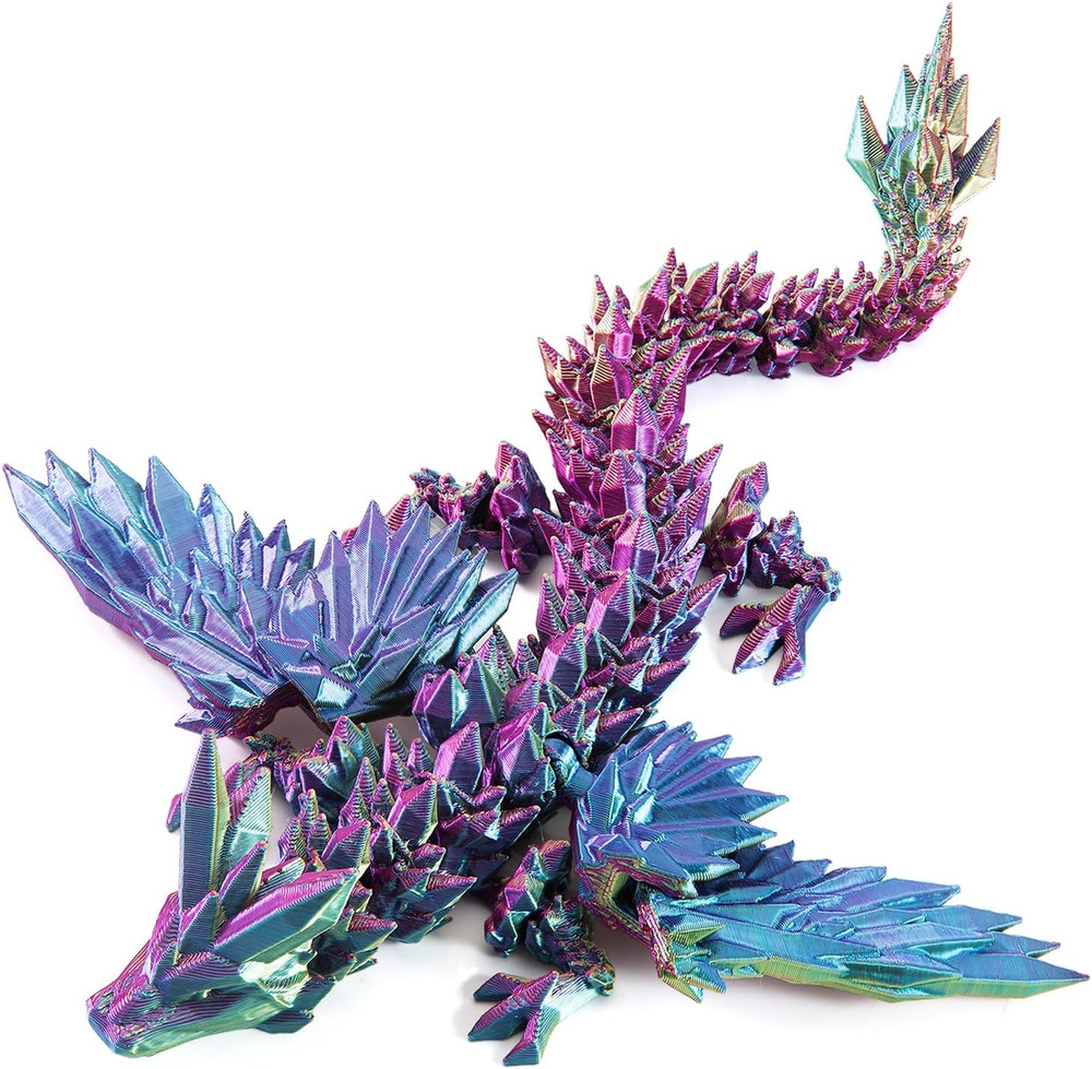 3D Printed Dragon with Wings, 9″ Articulated Winged Dragon for Home Office Decor