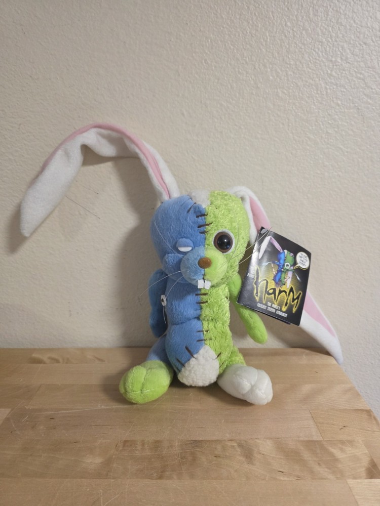 Alex Pardee’s Harm Blue Green & Pink Plush Bunny 2003 With Tag Alex Pardee