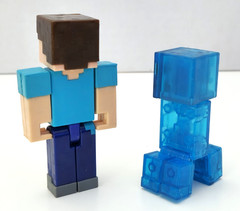 Minecraft Steve & Charged Blue Creeper 3″in figure toy lot of 2 Mattel