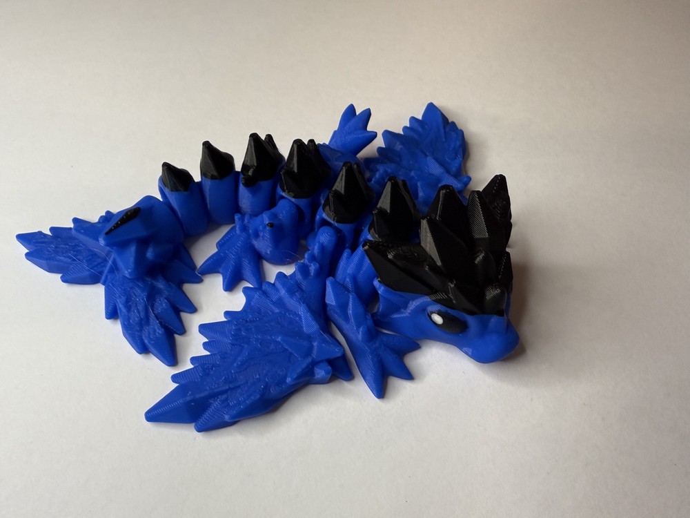 Articulated Baby Crystal Dragon Wyvern 5.5 inch Blue and Black