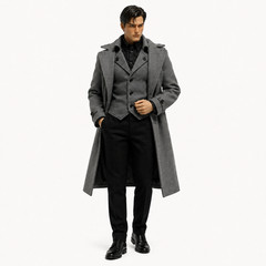 1/6 Trench Coat Suit Vest Shirt Pants Outfit Set For 12″ Hot Toys Male Figure