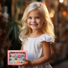 24 pcs PinkSheep Little Girl Jewel Rings in Box, Adjustable Girl Play pink sheep