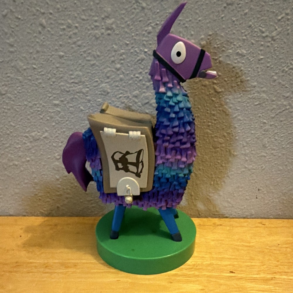 Fortnite Loot Llama Figure Plastic Purple Blue Green Gray w/ Display Stand