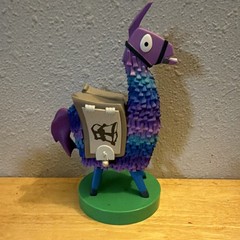 Fortnite Loot Llama Figure Plastic Purple Blue Green Gray w/ Display Stand