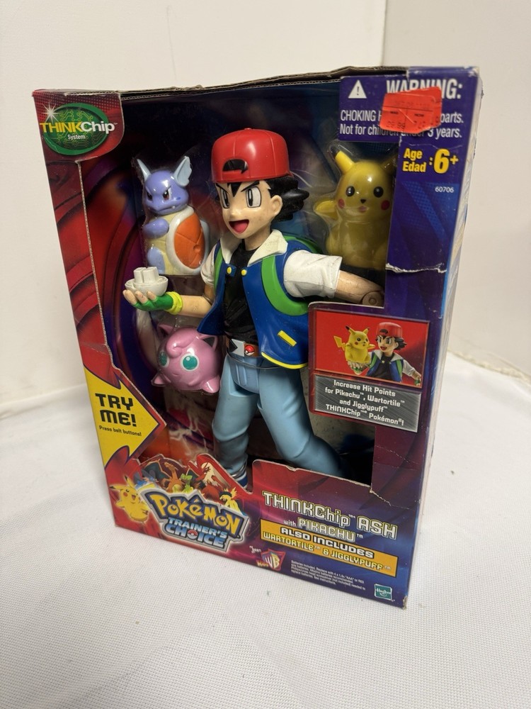 Hasbro Pokemon TrainerThinkchip Ash & Pikachu 11.5’Action Figure Sraled Box