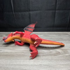 2018 11” Toys R Us Red Dragon w/ Green Eyes Fantasy Soft Rubber Toy
