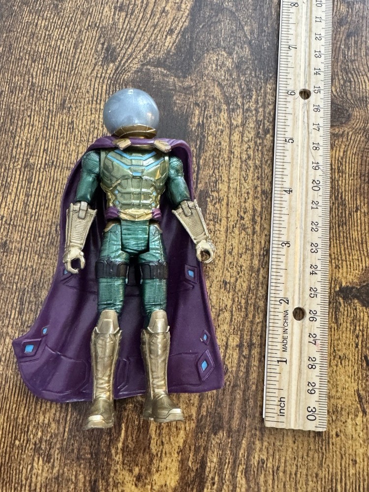 Spider-Man Mysterio Action Figure, Green Gold Purple, 6 in Plastic with Cape