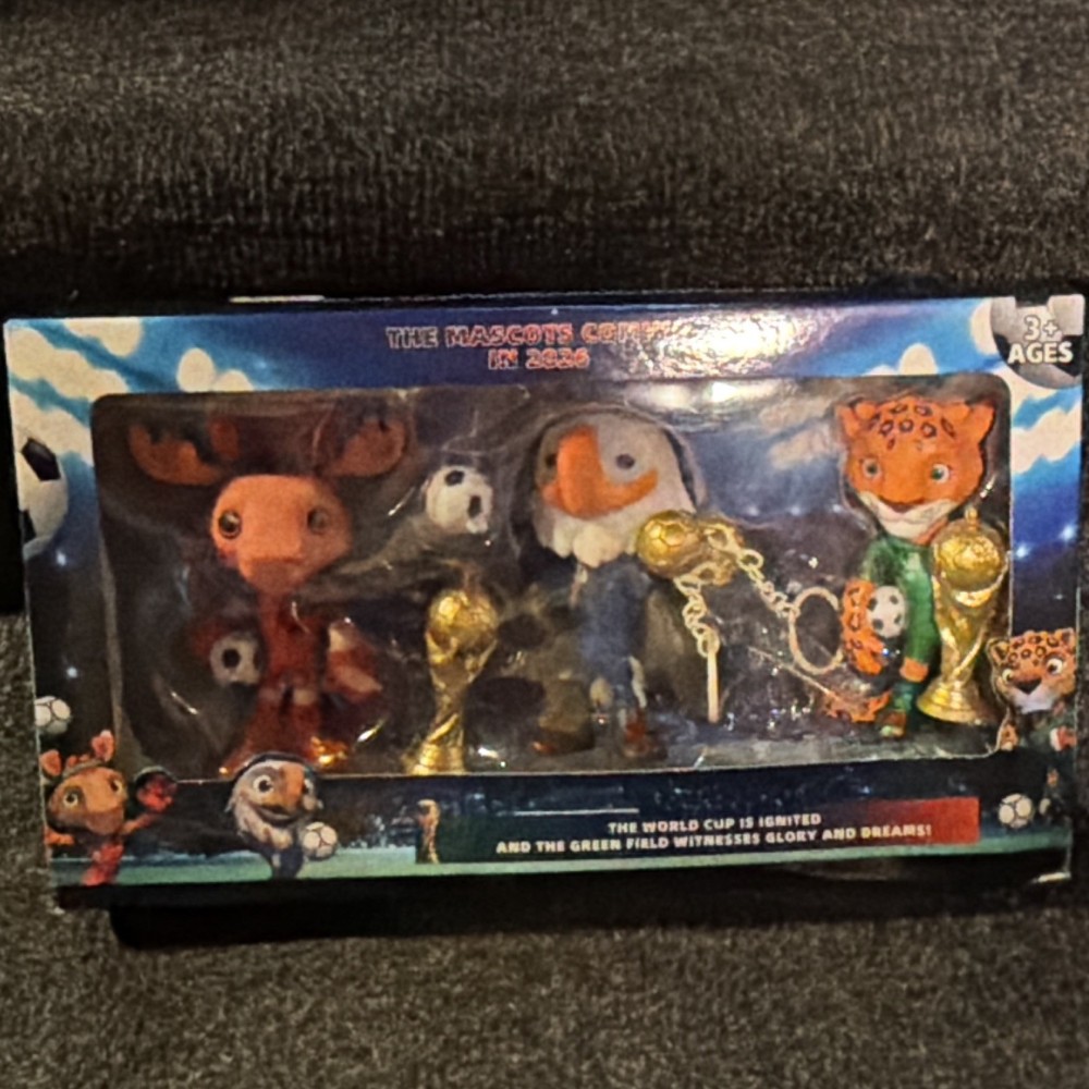 FIFA World Cup Mascots 3-Piece Boxed Set w/ Ball & Trophy