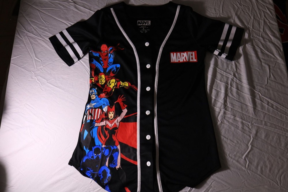 Marvel Avengers Character Mashup Women’s Baseball Jersey – Spider-Man, Iron Man,