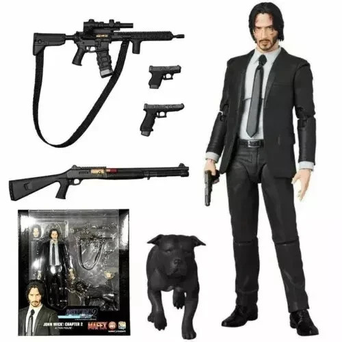 John Wick Chapter 2 Action Figure w/ Dog PVC Collectible Toy Gift for Fans